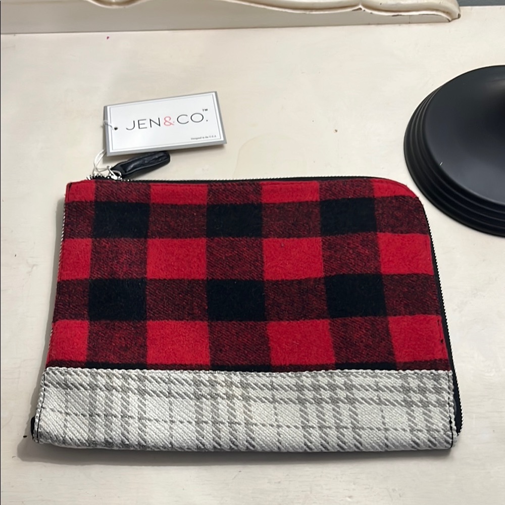 Jen & Co. Red and Black Plaid Clutch